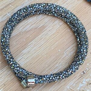 Swarovski Crystal dust bangle (or worn as choker) - gun metal